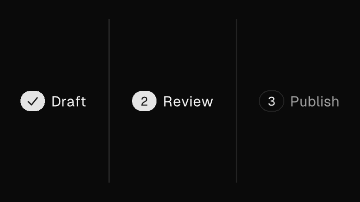 The Stepper component rendered by the engine (dark theme)